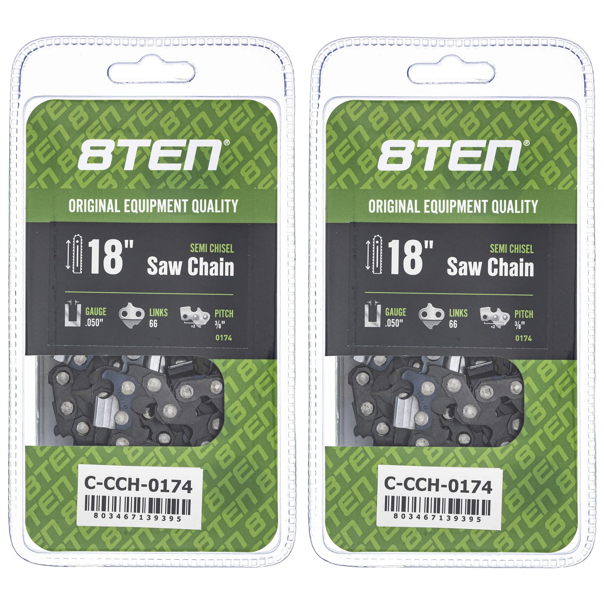 Amazon.com: 8TEN Semi Chisel Chainsaw Chain 18 Inch .050 3/8 66DL